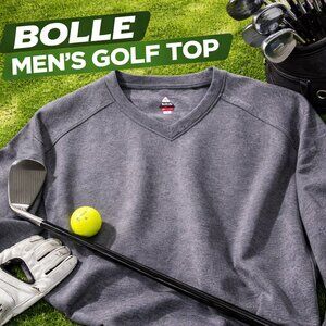 Men's BOLLE GOLF Gray V-Neck Long Sleeve Pull-Over Sweatshirt, Medium
